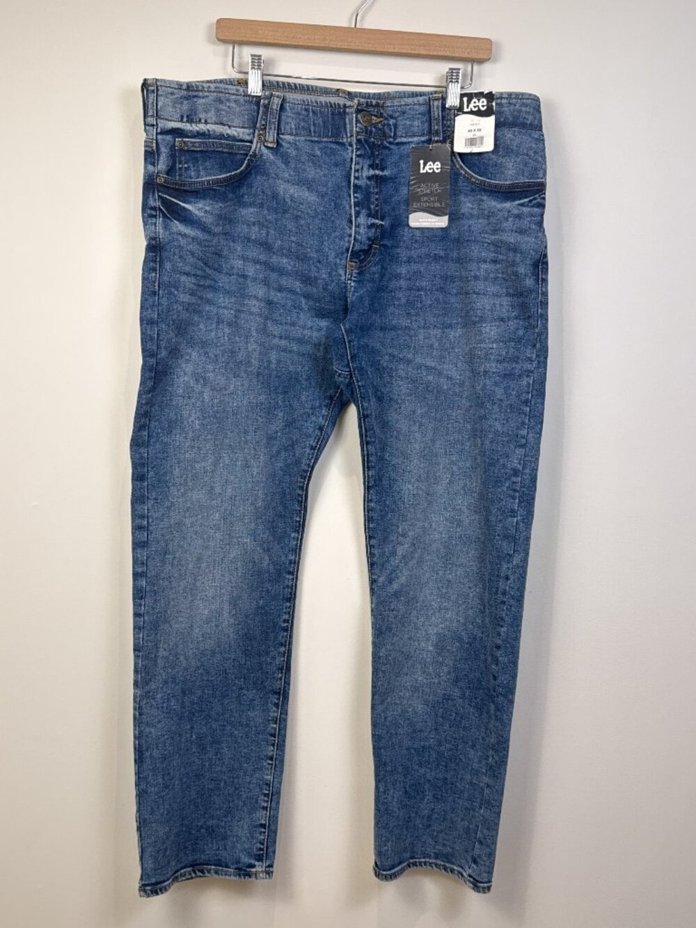Lee Mens Active Stretch Denim Jeans 40x32 Medium Wash Cotton Blend